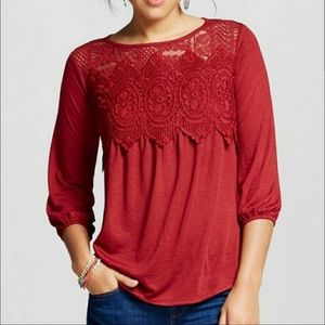 Target Xhilaration Tunic Top Size Large Burgundy NWT